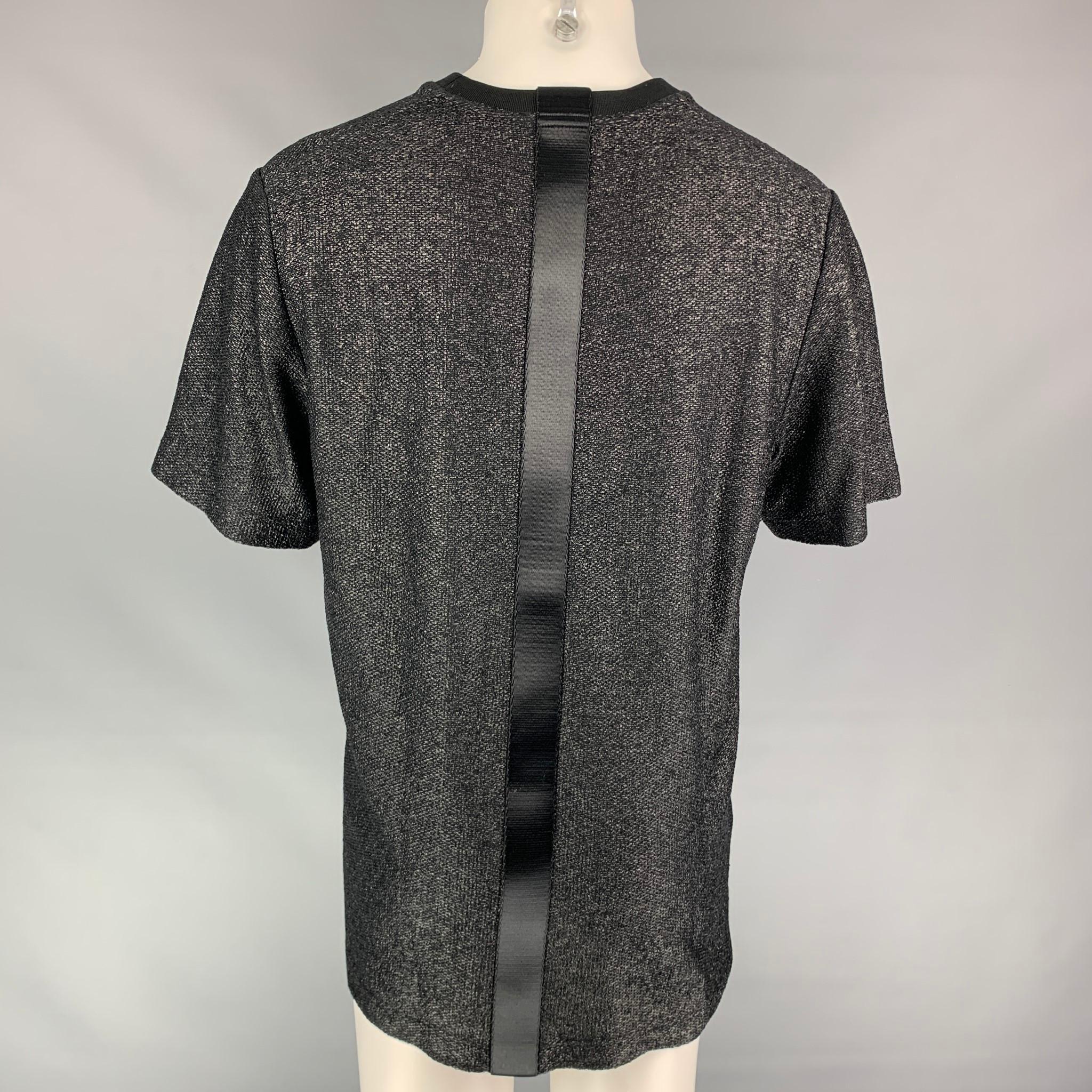 ALEXANDER WANG Size M Black Textured Cotton / Polyamide Crew-Neck T-shirt In Excellent Condition In San Francisco, CA