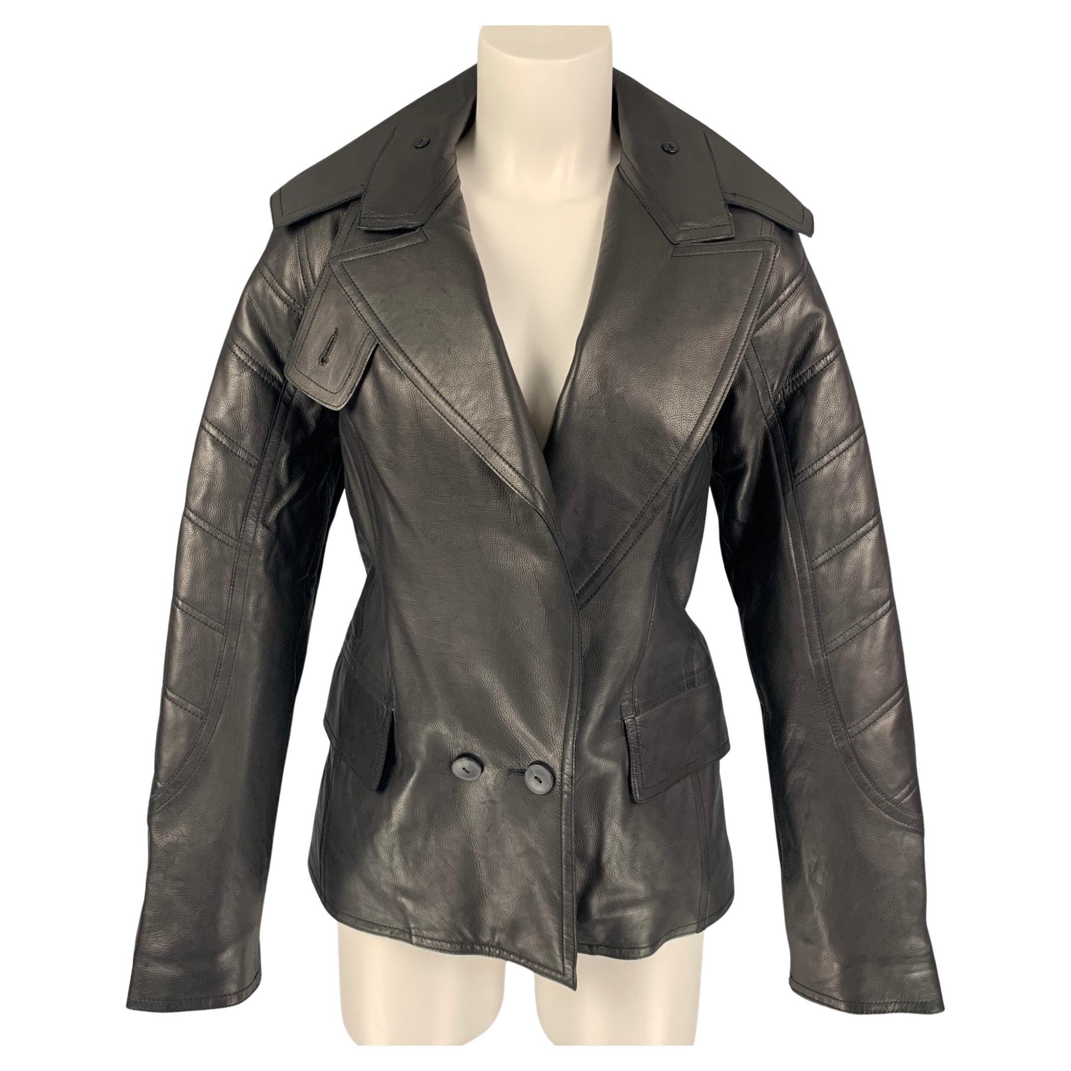ALEXANDER WANG Chaqueta de piel de becerro acolchada negra talla S
