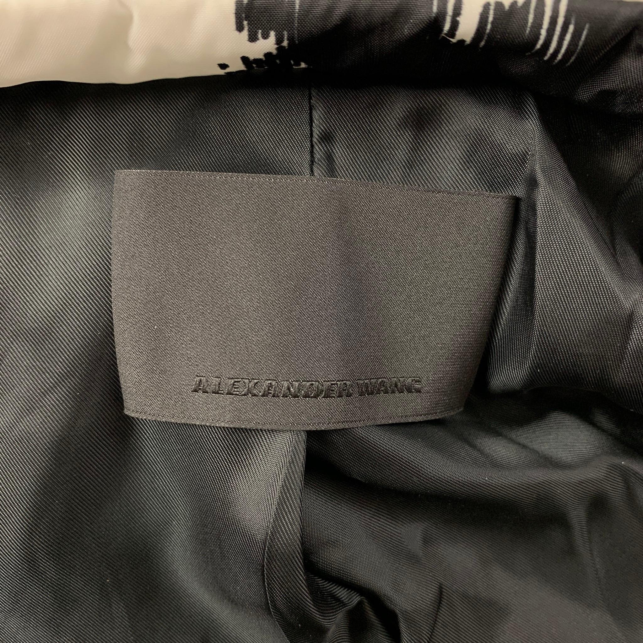 ALEXANDER WANG Size S Black White Print Nylon Zip Snaps Jacket In Excellent Condition In San Francisco, CA