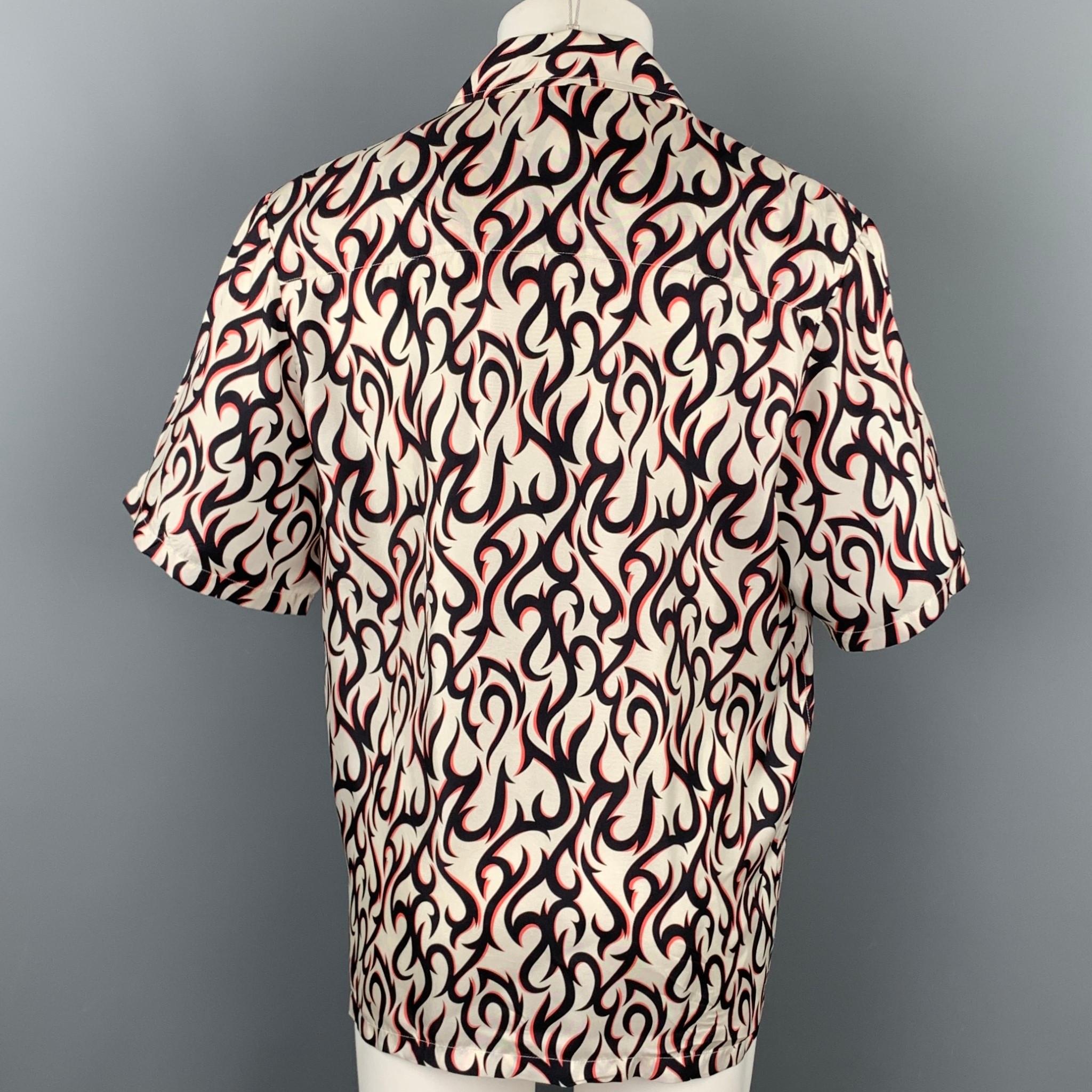 Beige ALEXANDER WANG Size S White & Black Abstract Silk Camp Oversized Shirt