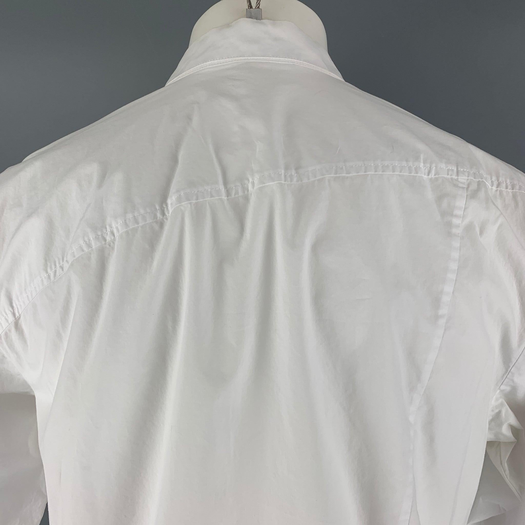 Men's ALEXANDER WANG Size S White Solid Cotton Button Up Long Sleeve Shirt For Sale