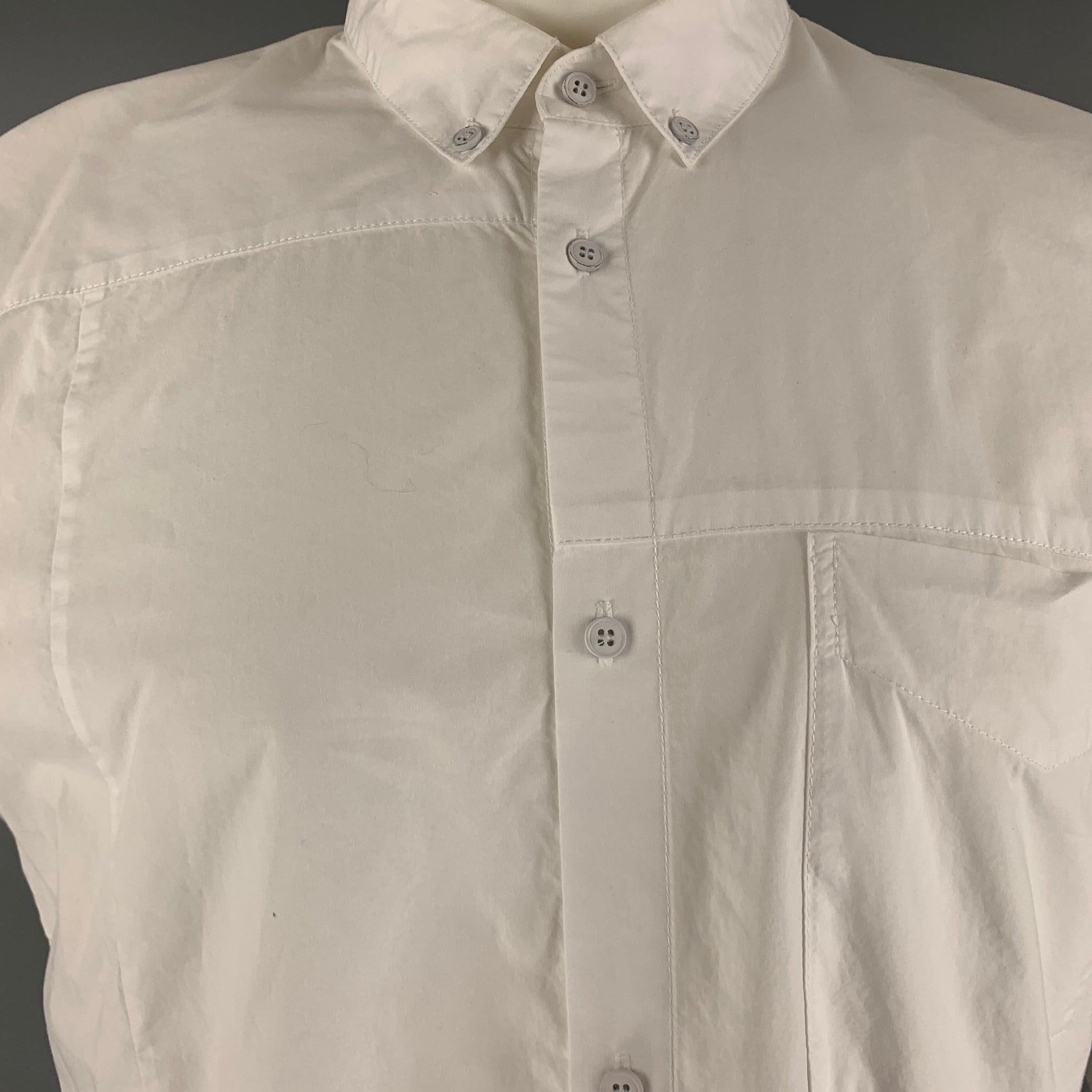 ALEXANDER WANG Size S White Solid Cotton Button Up Long Sleeve Shirt For Sale 1