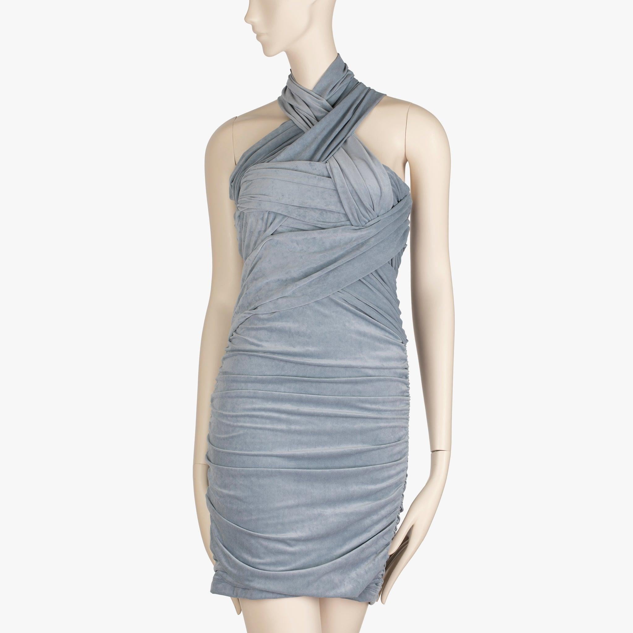 Alexander Wang - Bleu ardoise - Mini robe dos nu en jersey drapé et froncé en vente 6