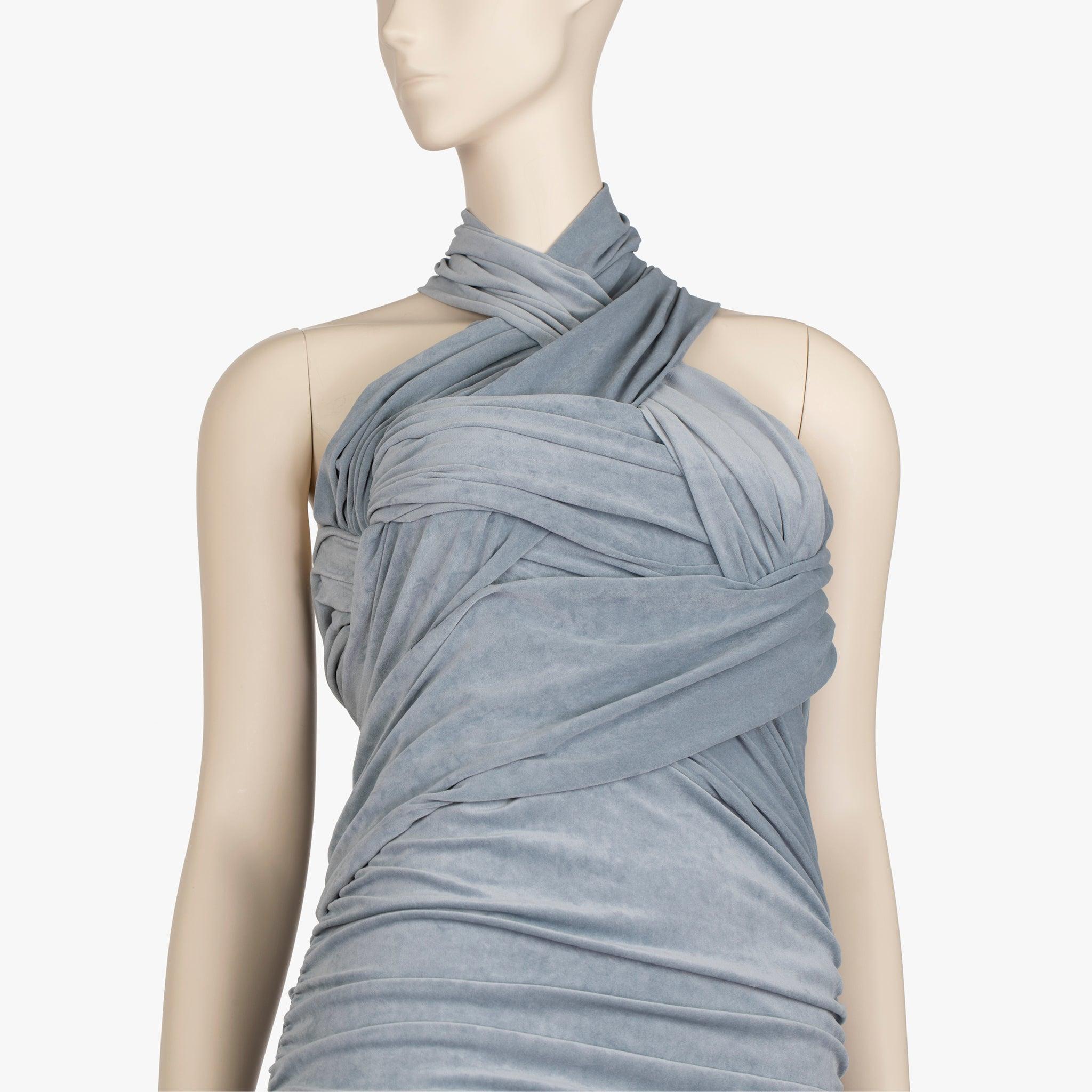 Gris Alexander Wang - Bleu ardoise - Mini robe dos nu en jersey drapé et froncé en vente