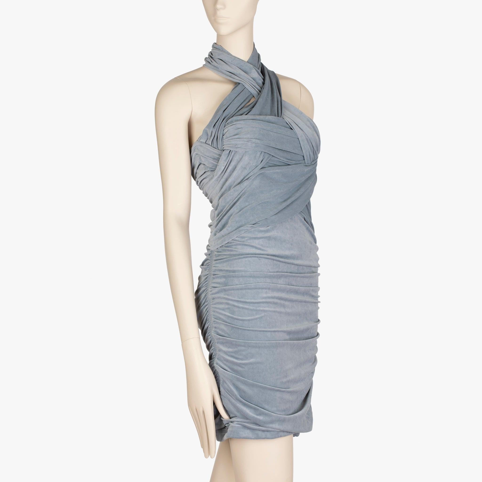 Alexander Wang - Bleu ardoise - Mini robe dos nu en jersey drapé et froncé Pour femmes en vente