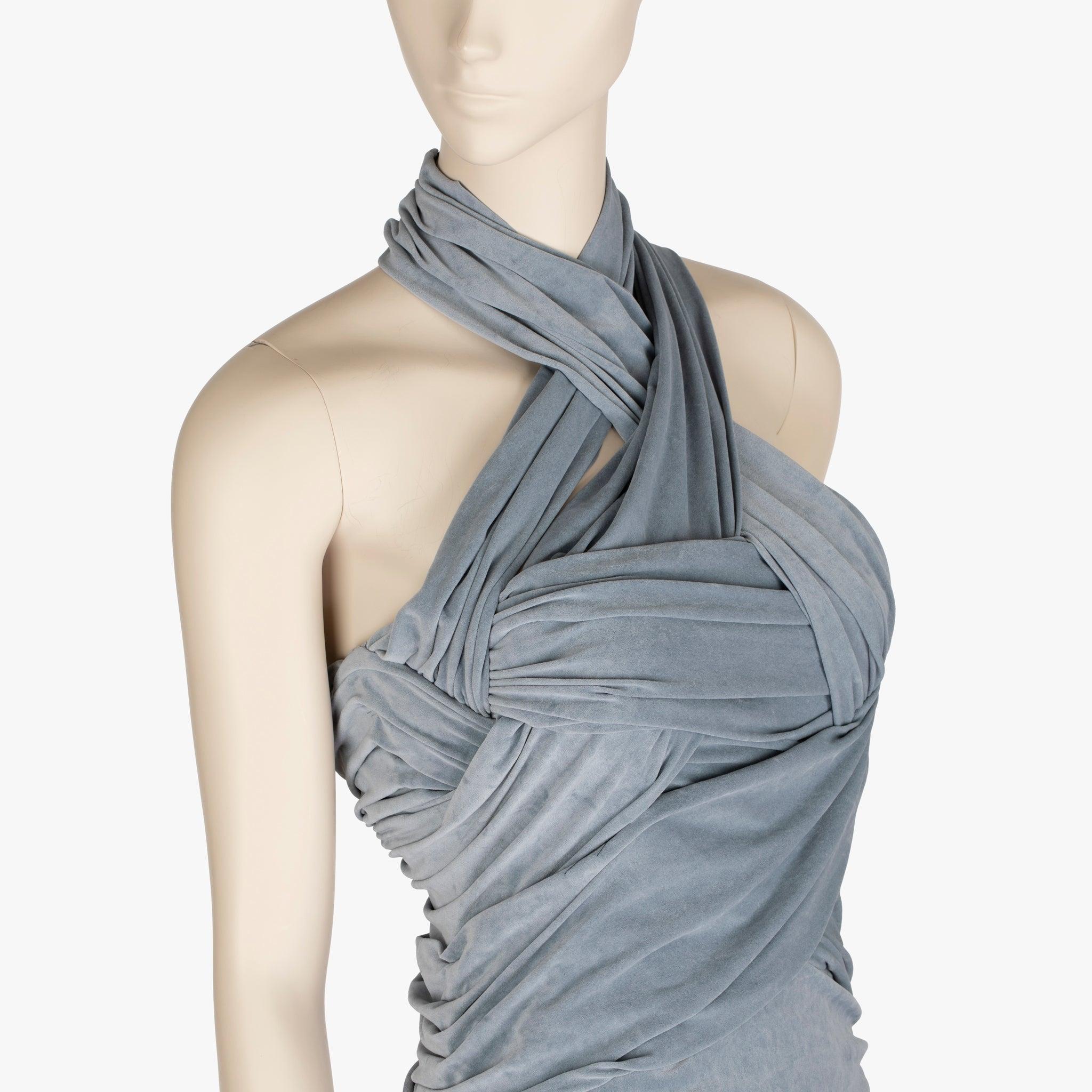 Alexander Wang - Bleu ardoise - Mini robe dos nu en jersey drapé et froncé en vente 1