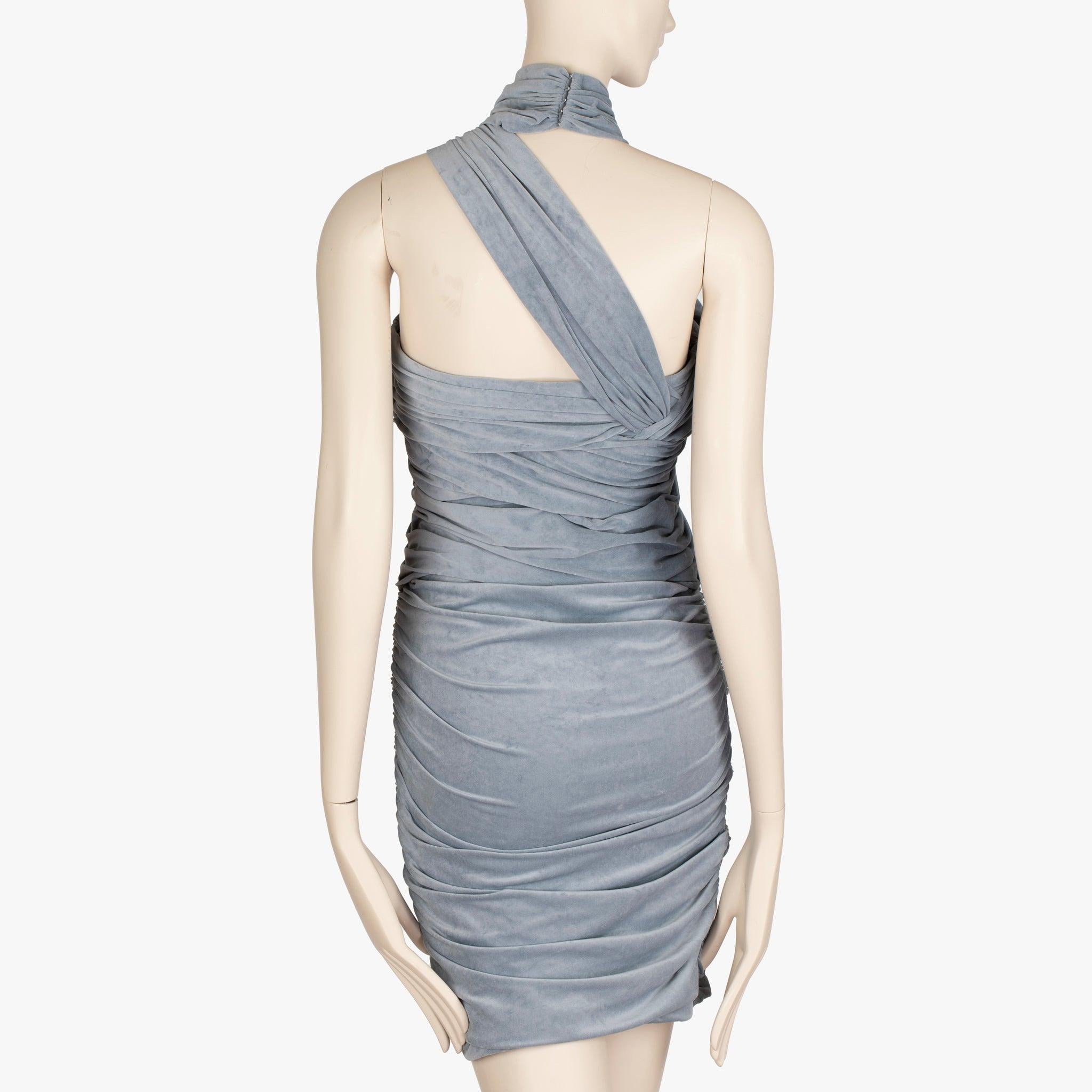 Alexander Wang - Bleu ardoise - Mini robe dos nu en jersey drapé et froncé en vente 2