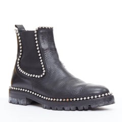 ALEXANDER WANG Spencer Schwarz Silber Nietenbesetzter Chelsea-Stiefel EU39