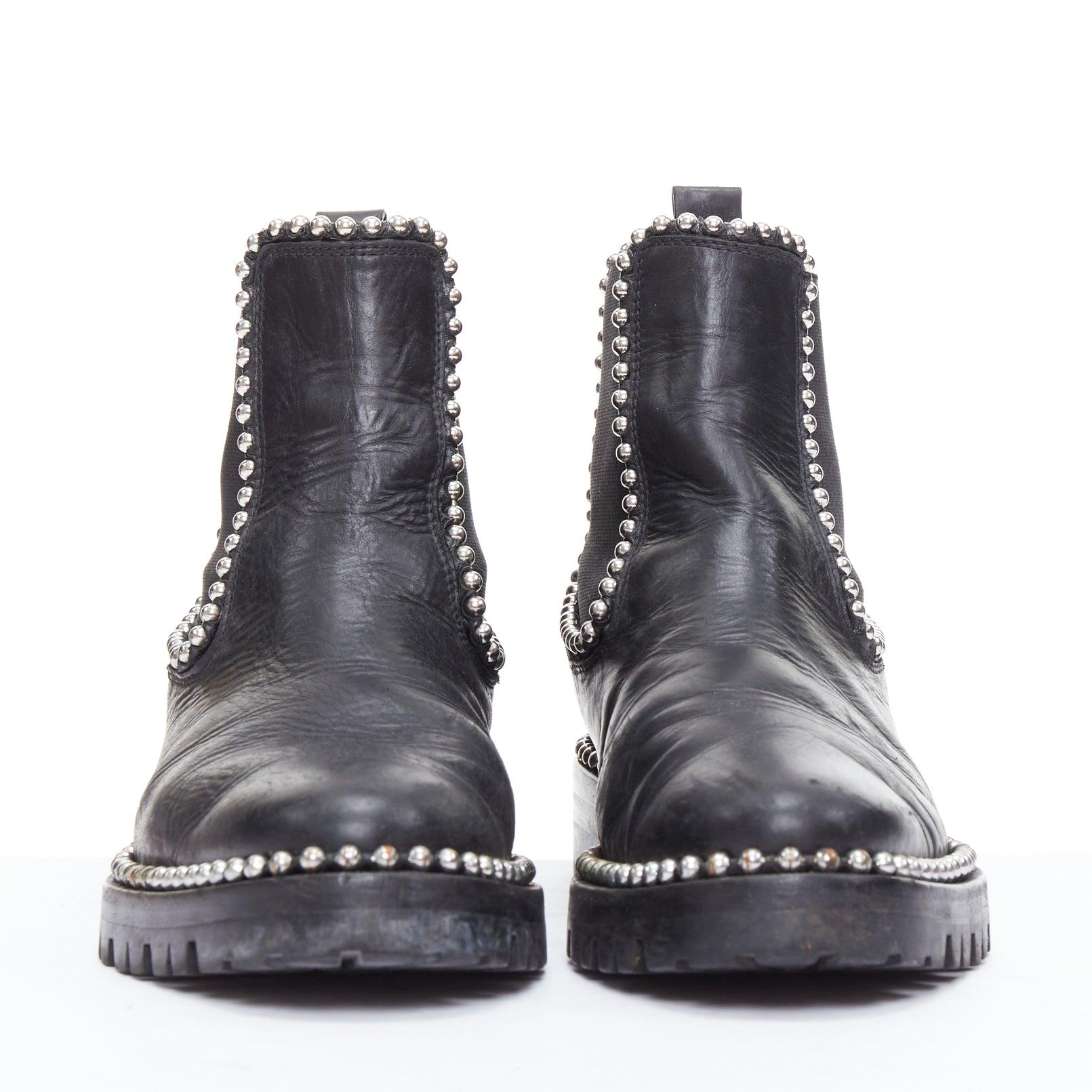 ALEXANDER WANG Spencer black silver studded ankle chelsea boots EU39 For Sale at 1stDibs