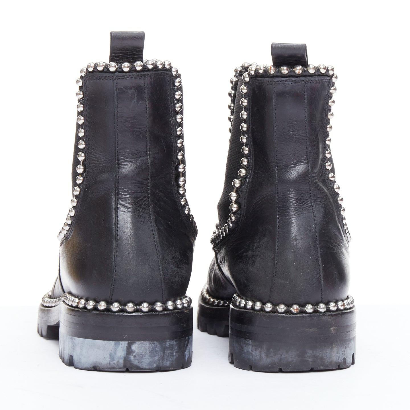 Women's ALEXANDER WANG Spencer black silver studded ankle chelsea boots EU39 For Sale