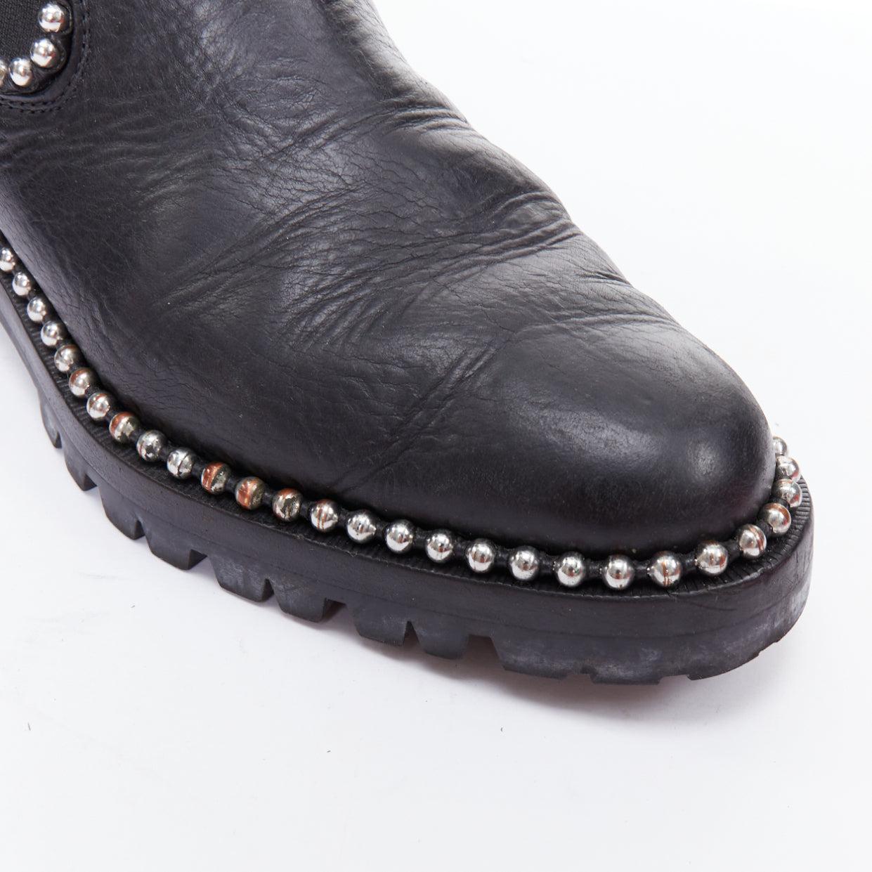 ALEXANDER WANG Spencer black silver studded ankle chelsea boots EU39 For Sale 2