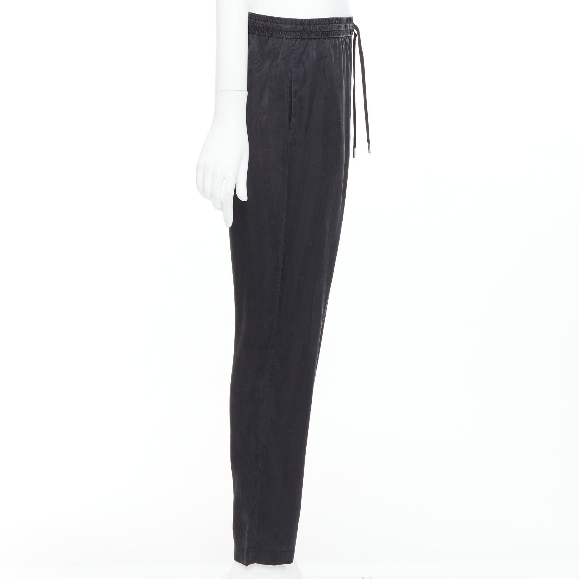 ALEXANDER WANG T black 100% washed silk T logo pajama pants XS In Good Condition For Sale In Hong Kong, NT