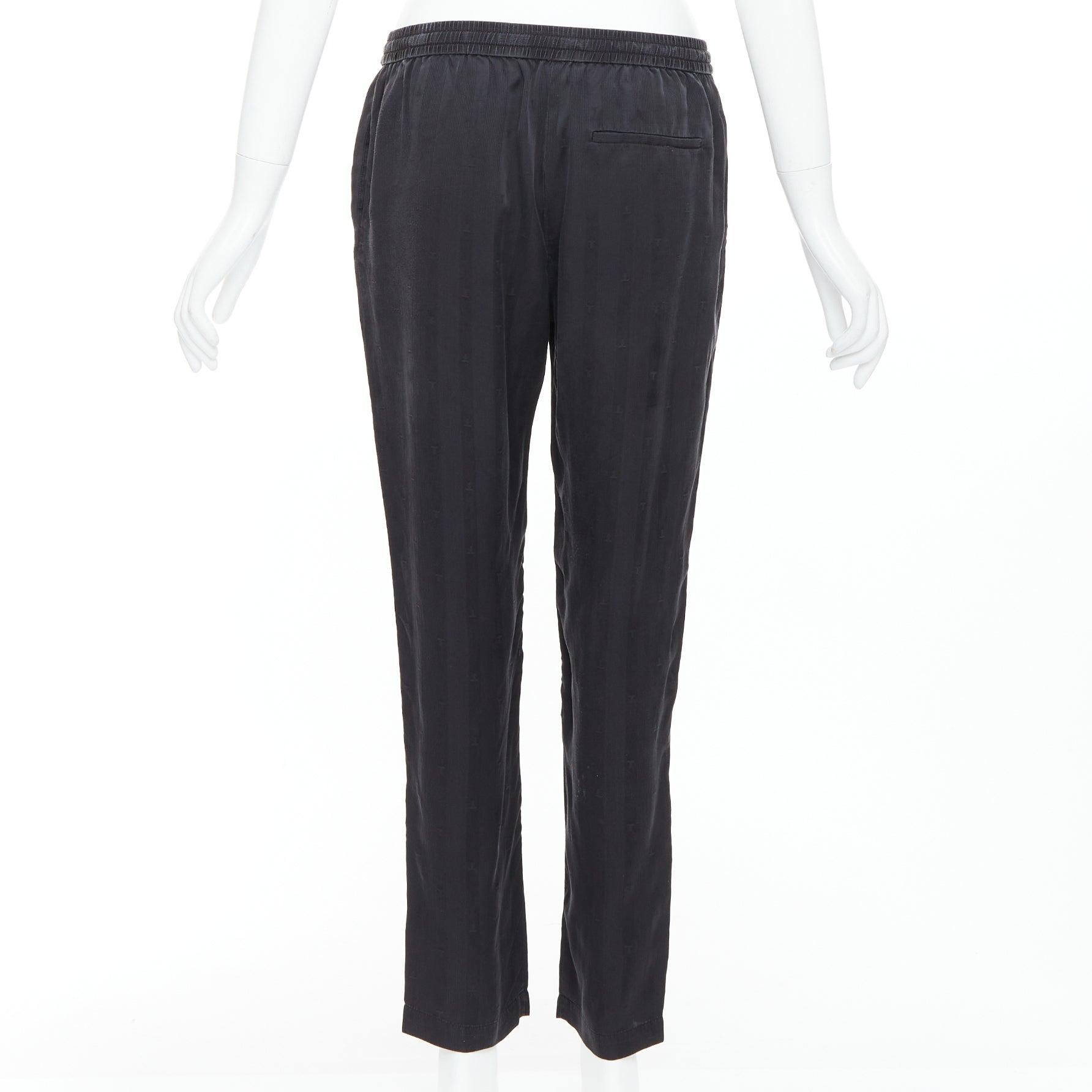 Women's ALEXANDER WANG T black 100% washed silk T logo pajama pants XS For Sale