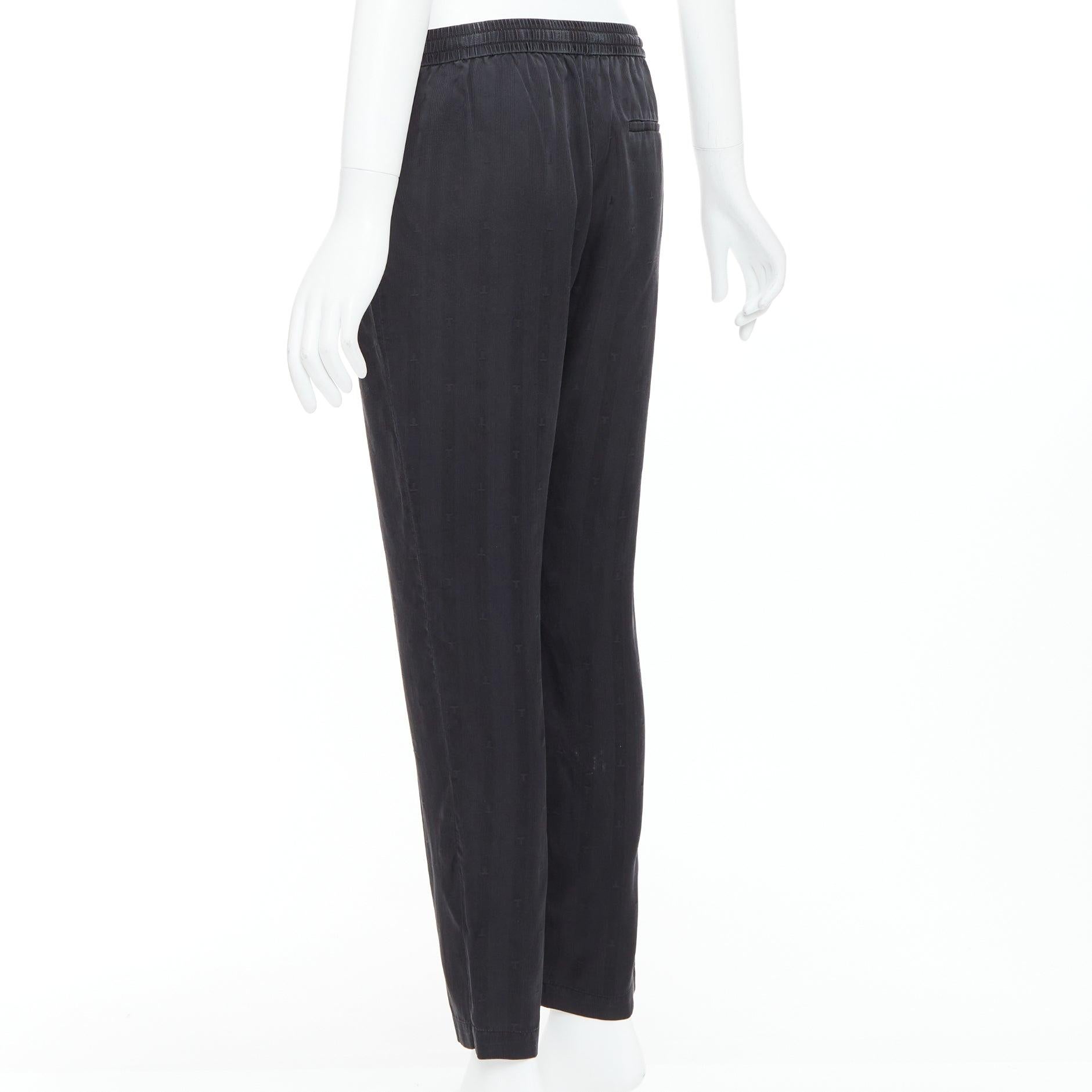 ALEXANDER WANG T black 100% washed silk T logo pajama pants XS For Sale 1
