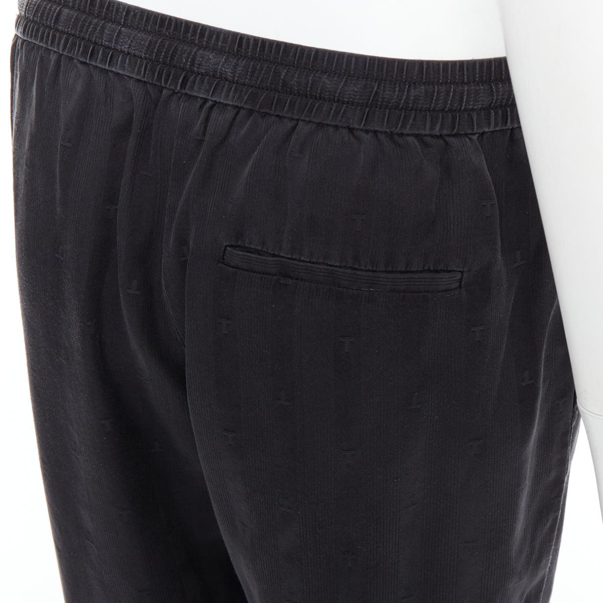 ALEXANDER WANG T black 100% washed silk T logo pajama pants XS For Sale 2