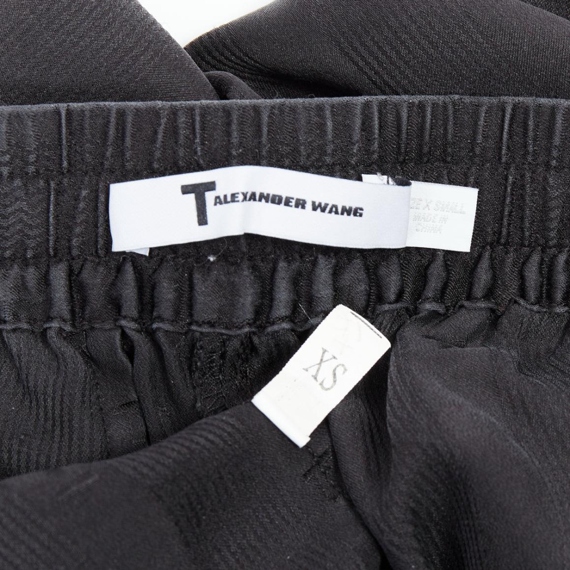 ALEXANDER WANG T black 100% washed silk T logo pajama pants XS For Sale 3