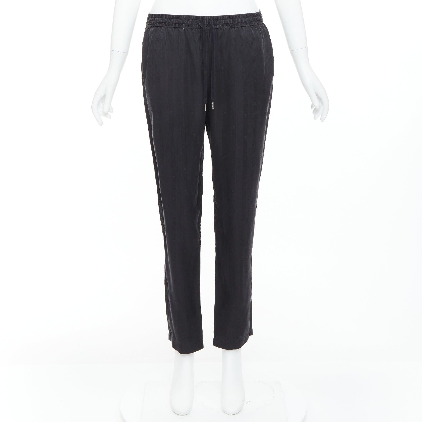 ALEXANDER WANG T black 100% washed silk T logo pajama pants XS For Sale 4
