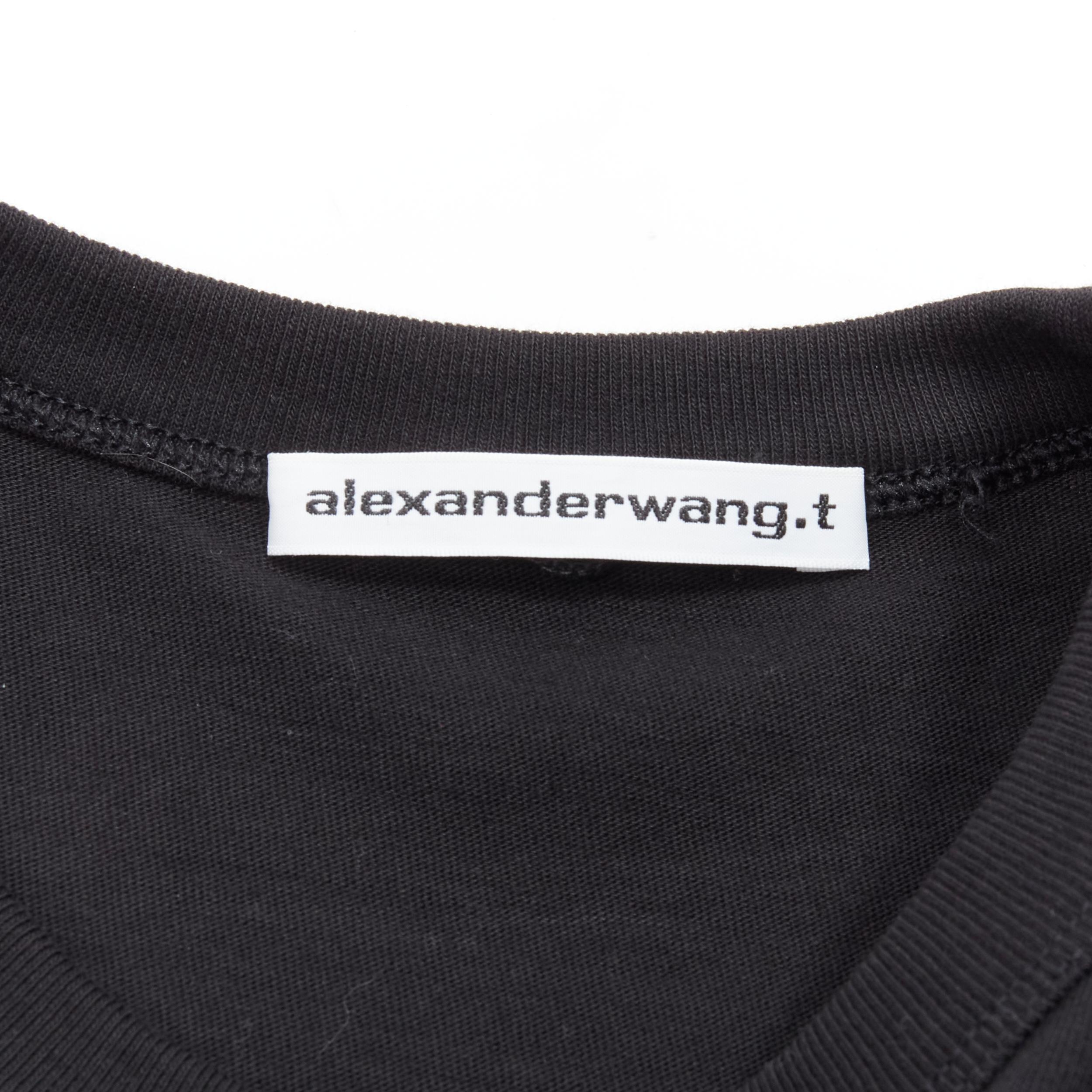 ALEXANDER WANG T black logo swirl print patch pocket cropped tank top S For Sale 3