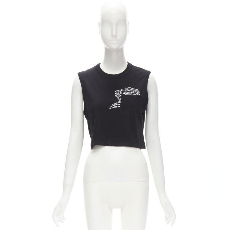 ALEXANDER WANG T nero logo stampa vortice tasca applicata canotta S in vendita 3