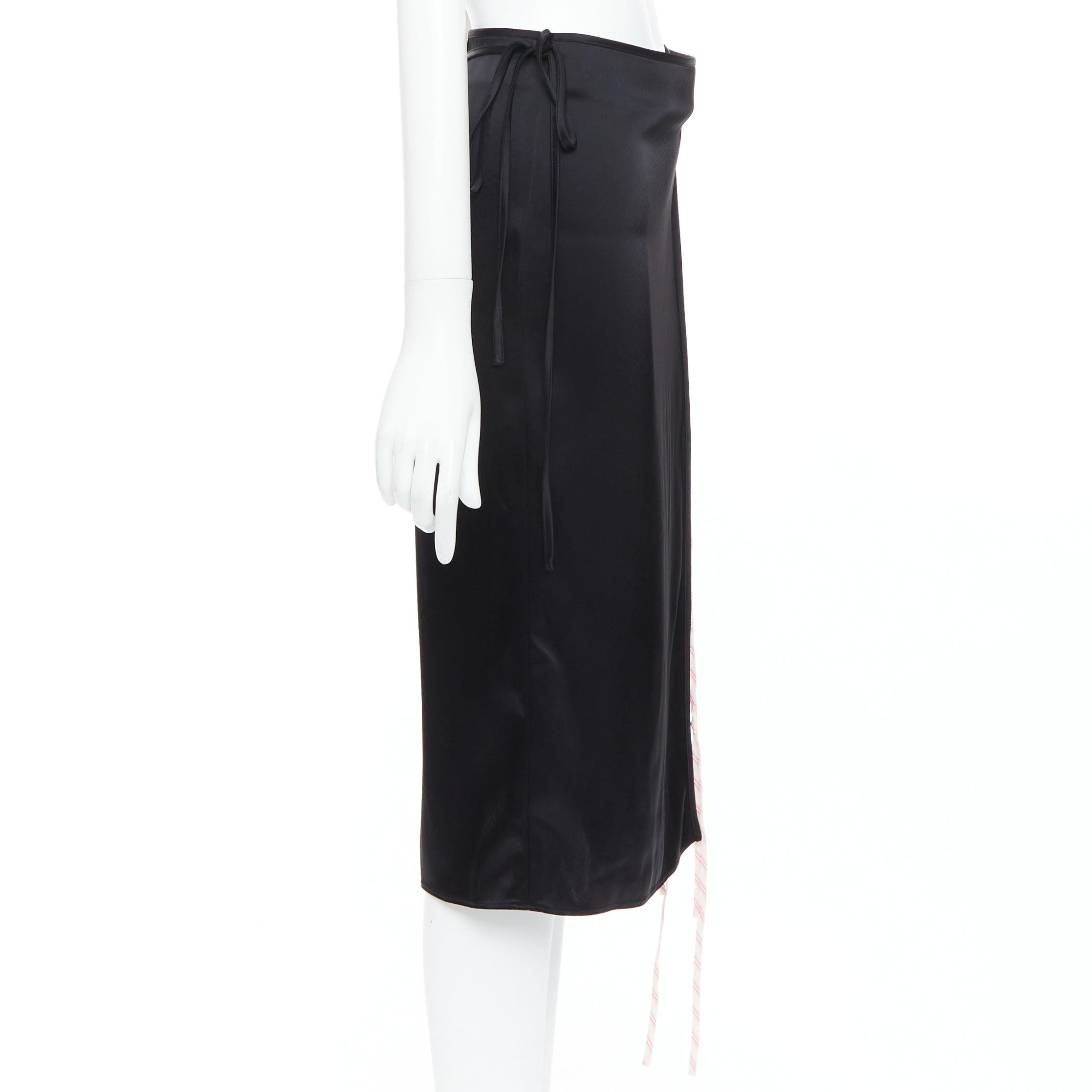 ALEXANDER WANG T black pink cream pinstripe wrap skirt US0 XS In Good Condition For Sale In Hong Kong, NT