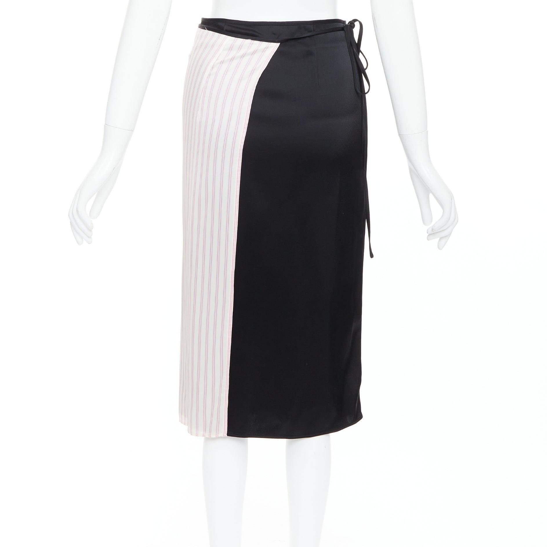Women's ALEXANDER WANG T black pink cream pinstripe wrap skirt US0 XS For Sale