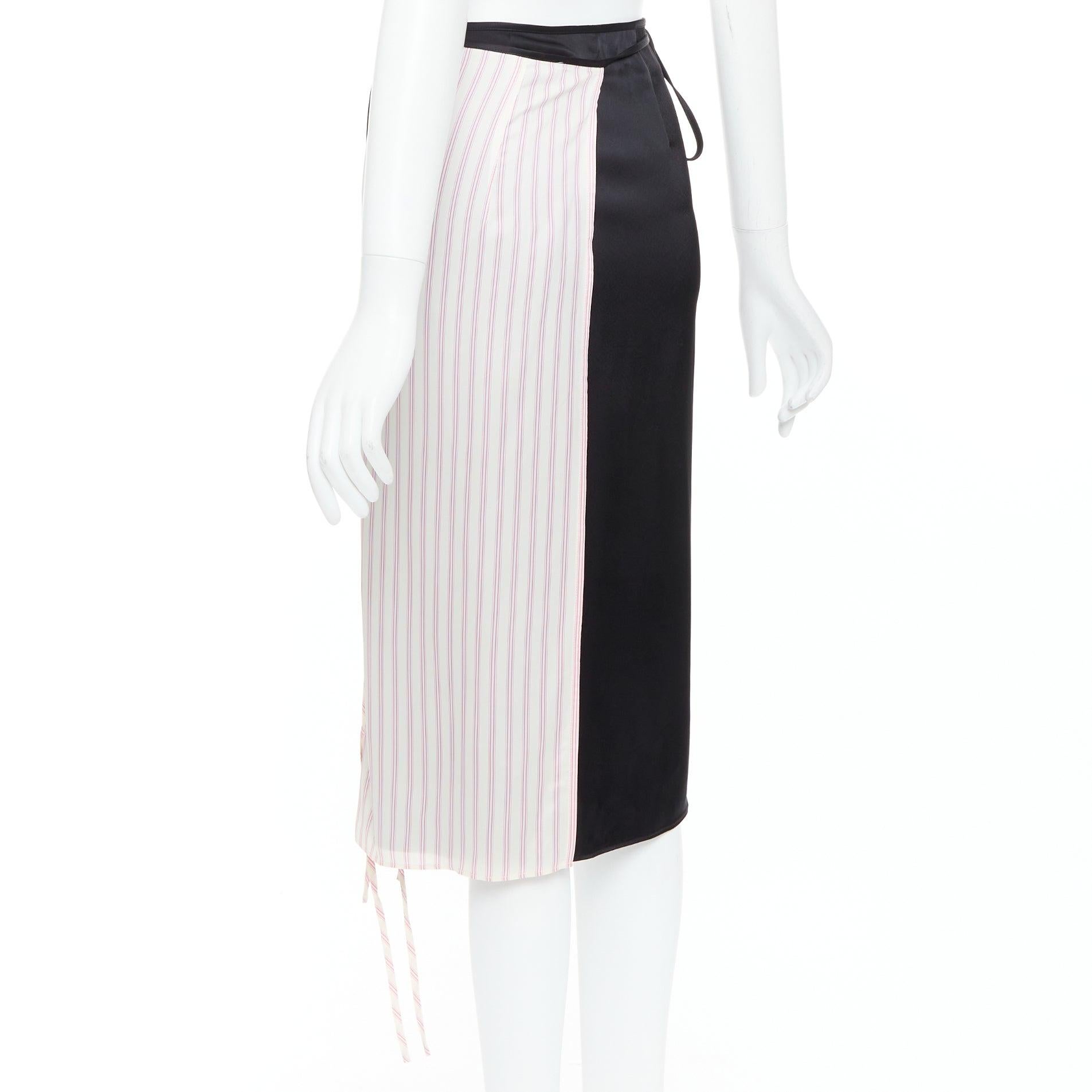 ALEXANDER WANG T black pink cream pinstripe wrap skirt US0 XS For Sale 1