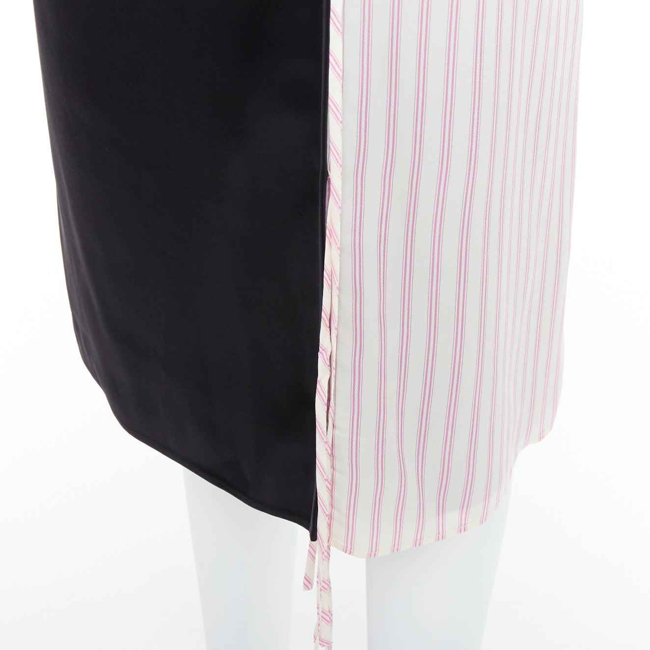 ALEXANDER WANG T black pink cream pinstripe wrap skirt US0 XS For Sale 2