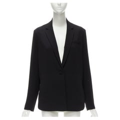 ALEXANDER WANG T black polyester relaxed fit single button blazer jacket US0 XS
