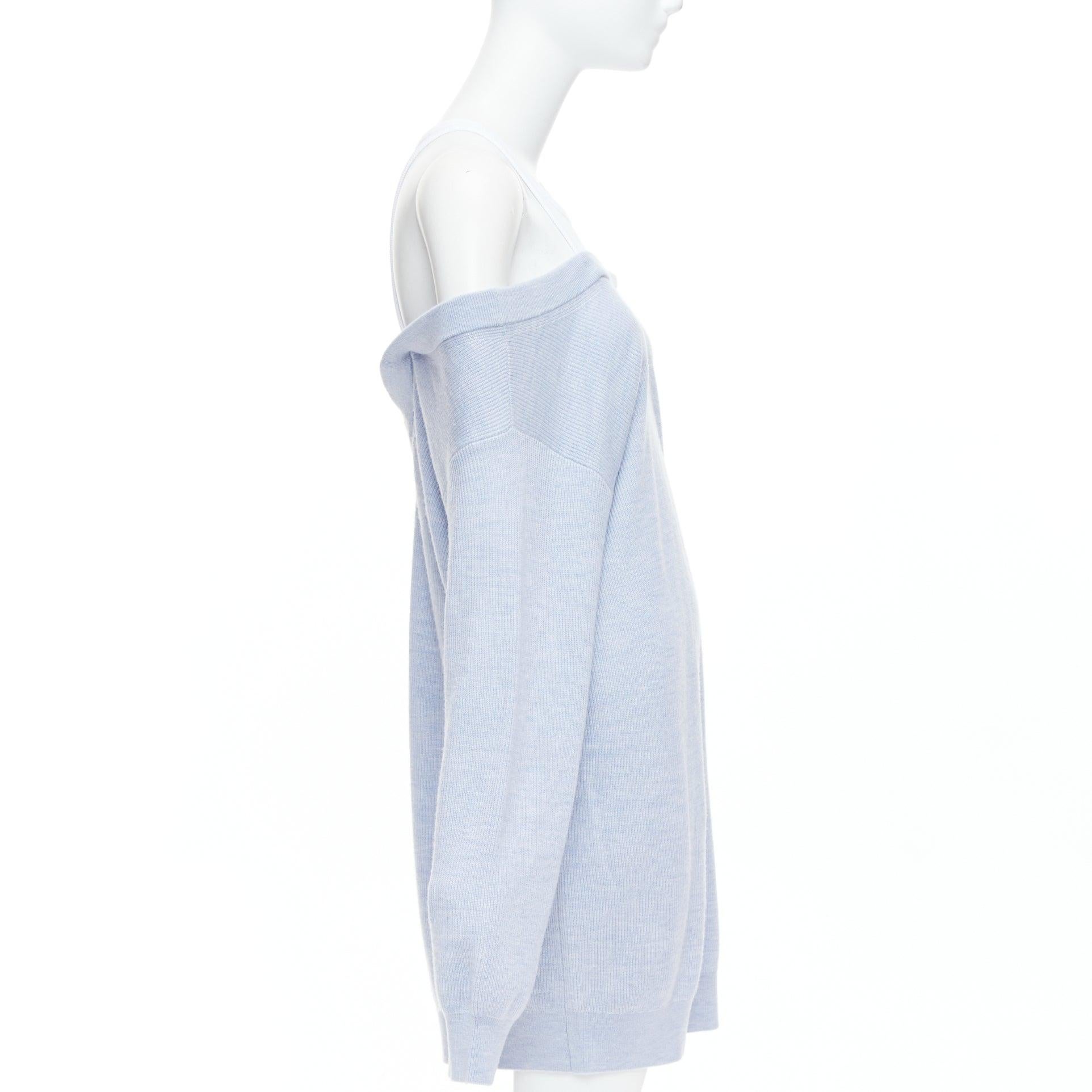 ALEXANDER WANG T blue merino wool white contrast sweater dress M In Good Condition For Sale In Hong Kong, NT