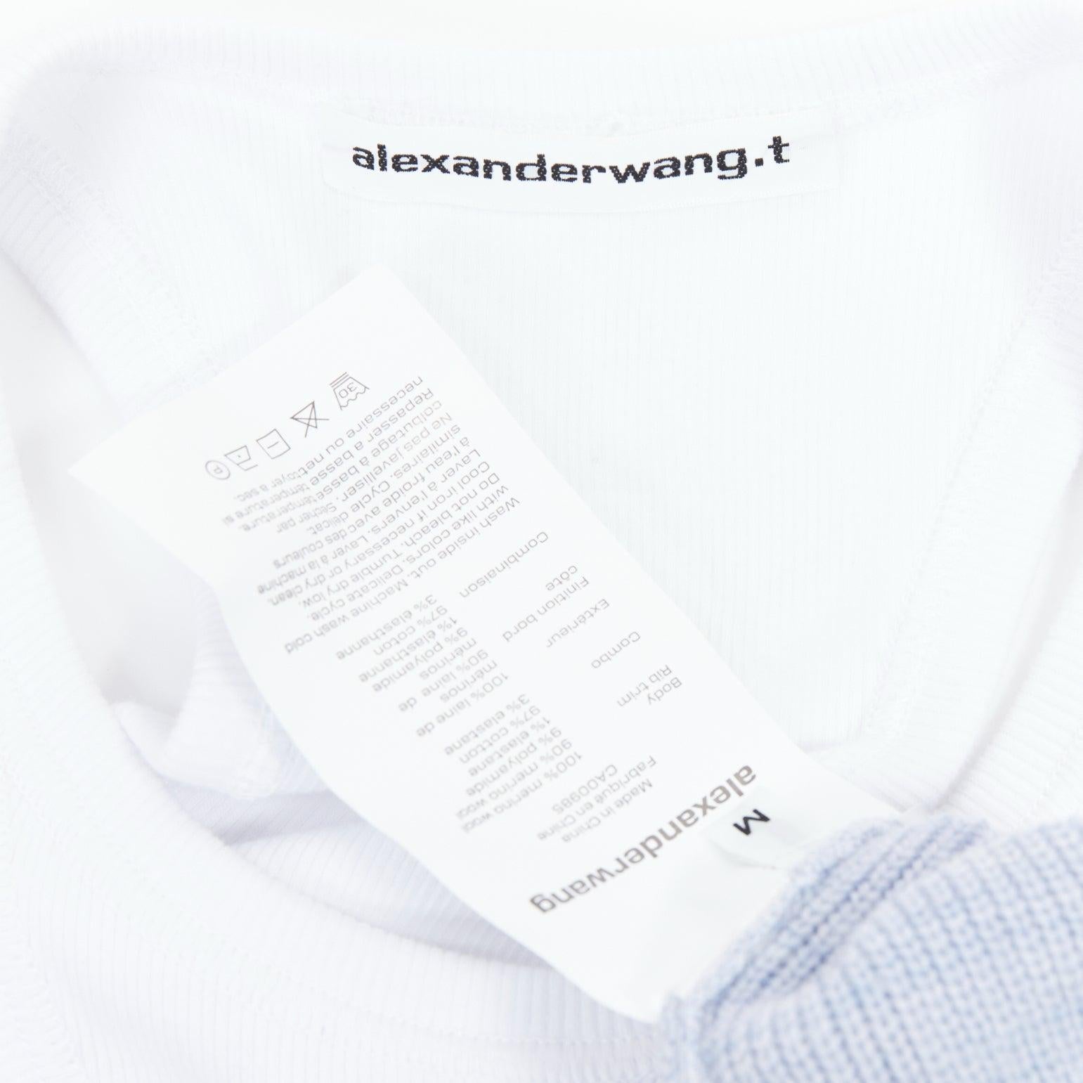 ALEXANDER WANG T blue merino wool white contrast sweater dress M For Sale 3