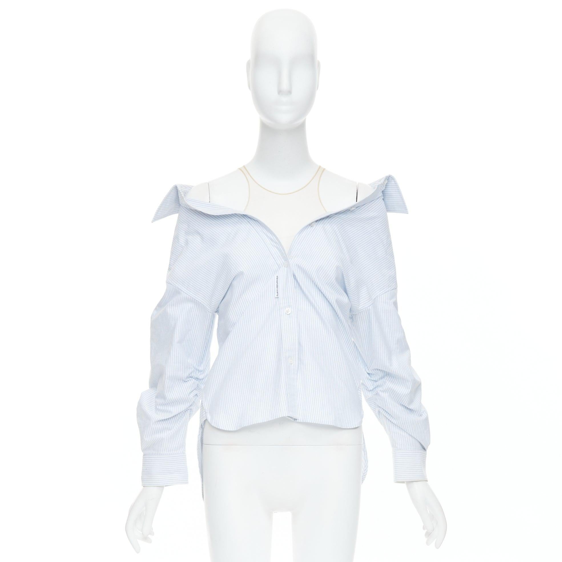 ALEXANDER WANG T blue striped Falling illusion deconstructed shirt XS For Sale 5