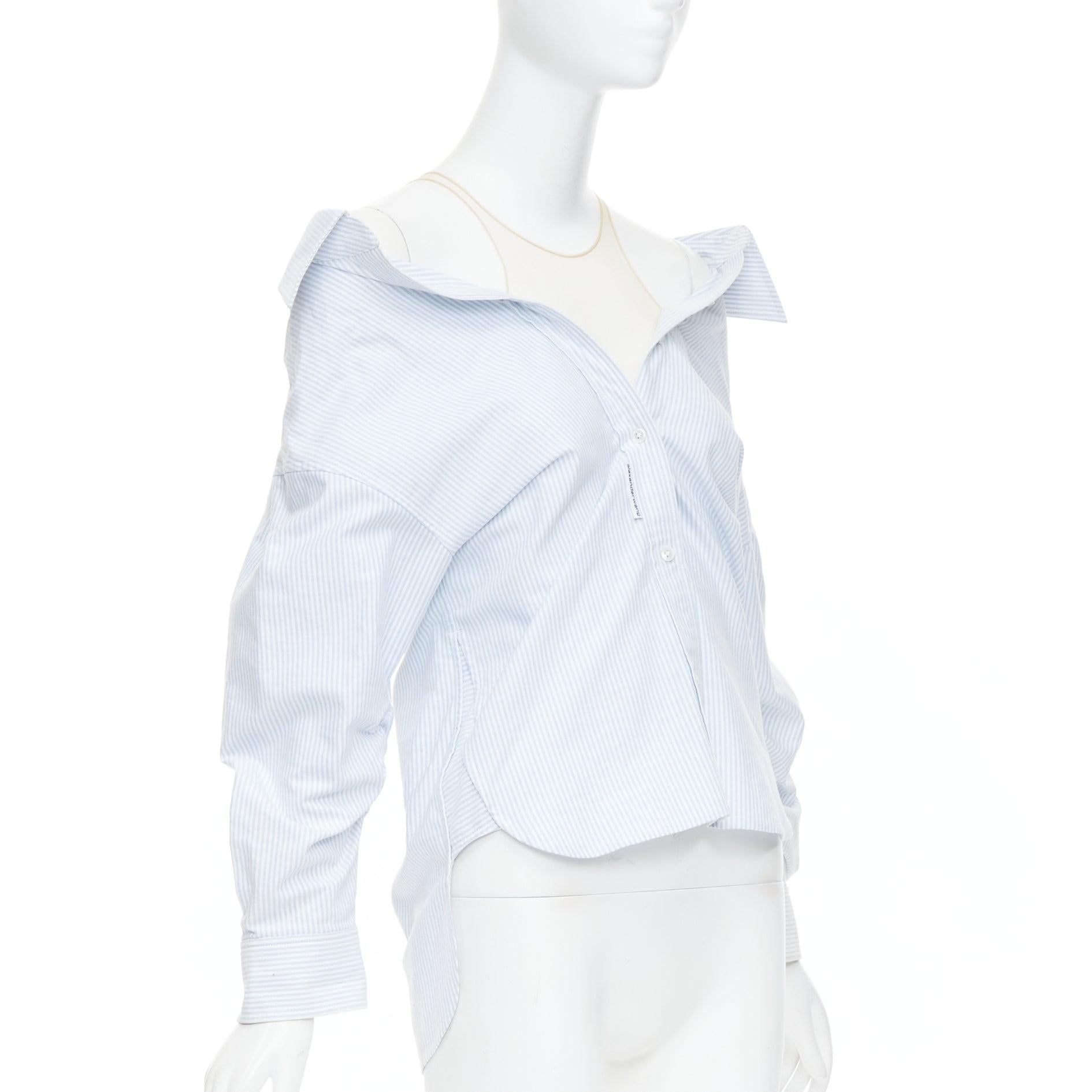 Gray ALEXANDER WANG T blue striped Falling illusion deconstructed shirt XS For Sale