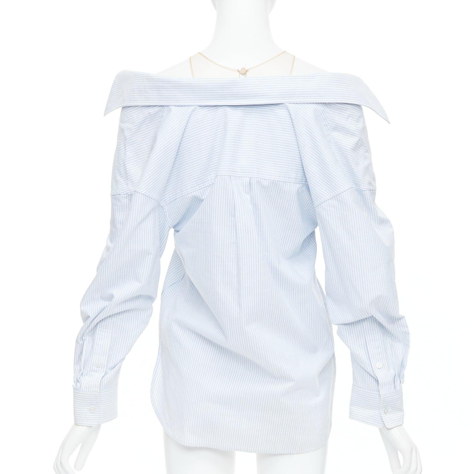 Women's ALEXANDER WANG T blue striped Falling illusion deconstructed shirt XS For Sale