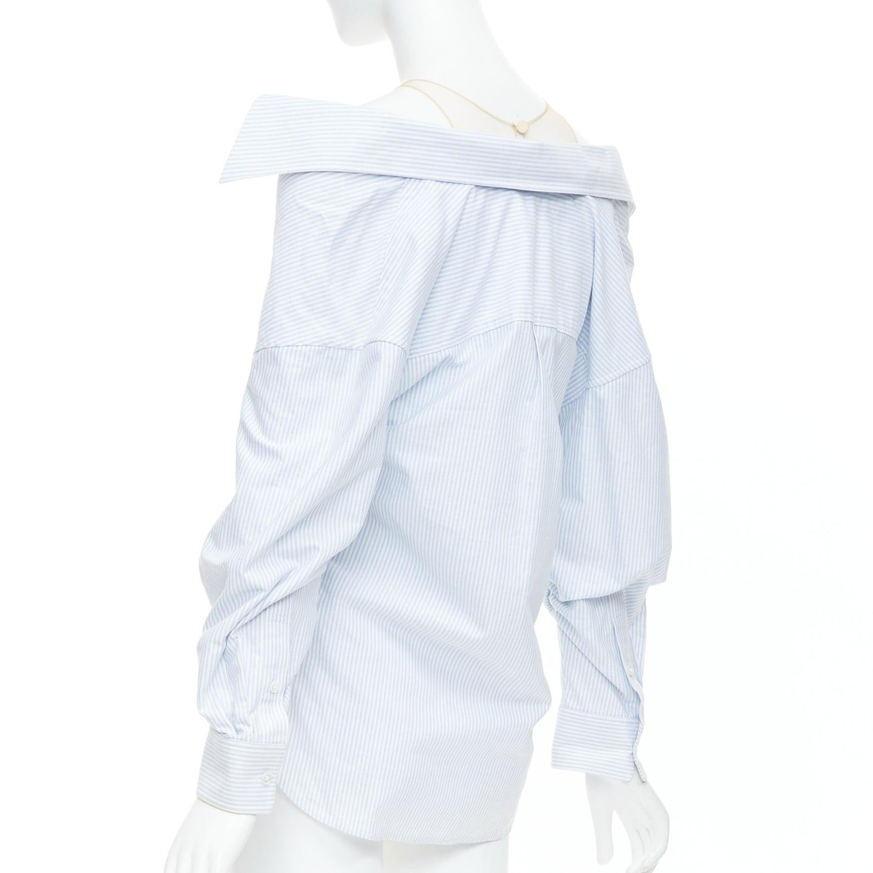 ALEXANDER WANG T blue striped Falling illusion deconstructed shirt XS For Sale 1