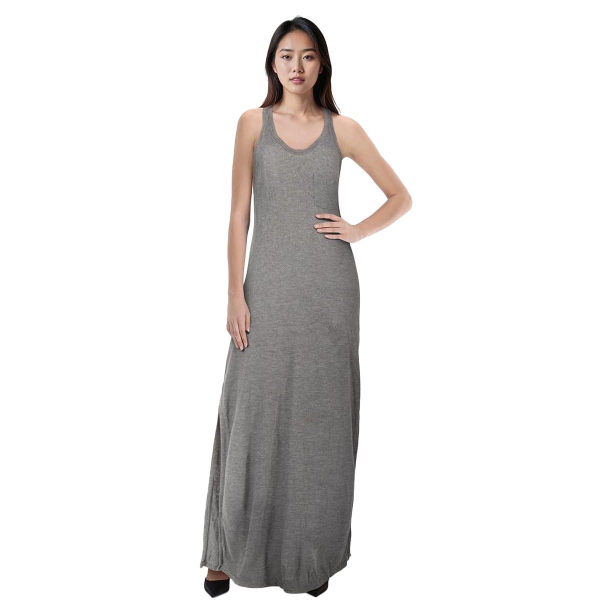 Alexander Wang T by Alexander Wang Robe longue dos nageur grise Taille M. en vente