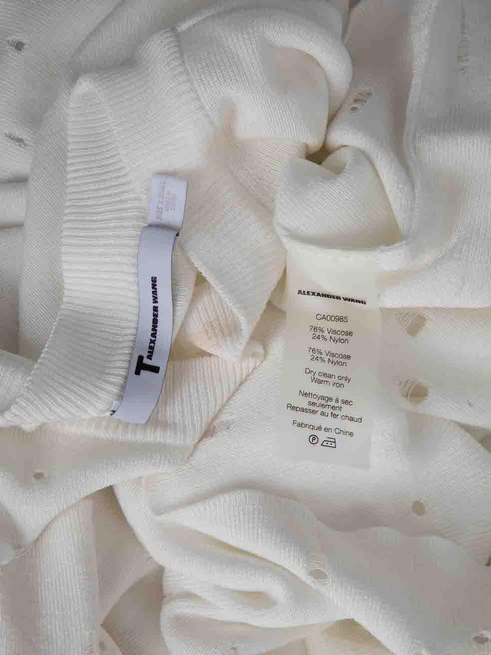 Alexander Wang T by Alexander Wang White Distressed Jumper Size XS 1