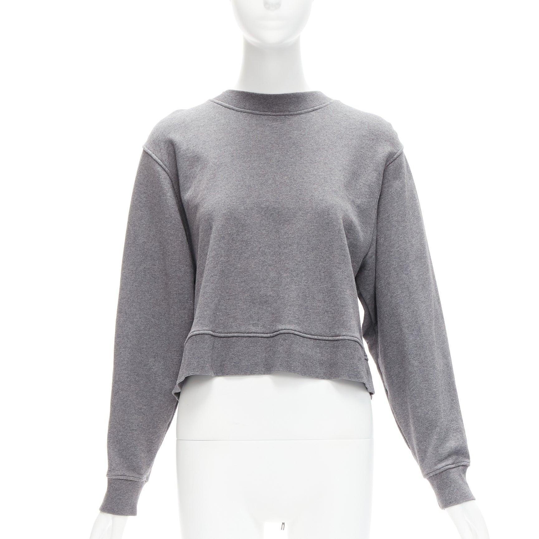 Gray ALEXANDER WANG T grey cotton tie back cut out crew neck sweater S For Sale