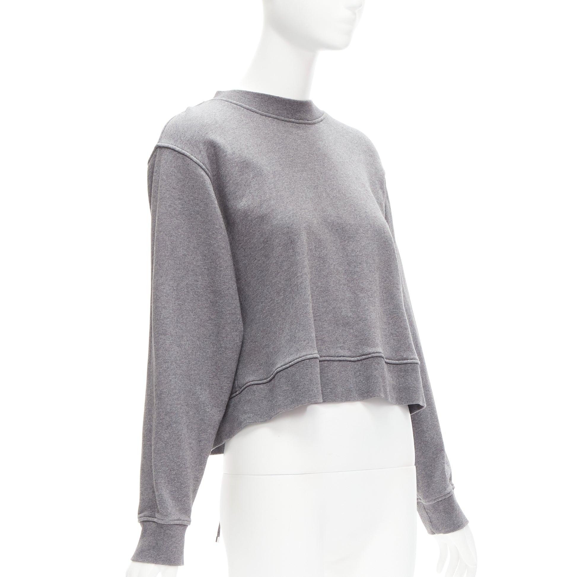 ALEXANDER WANG T grey cotton tie back cut out crew neck sweater S In Excellent Condition For Sale In Hong Kong, NT