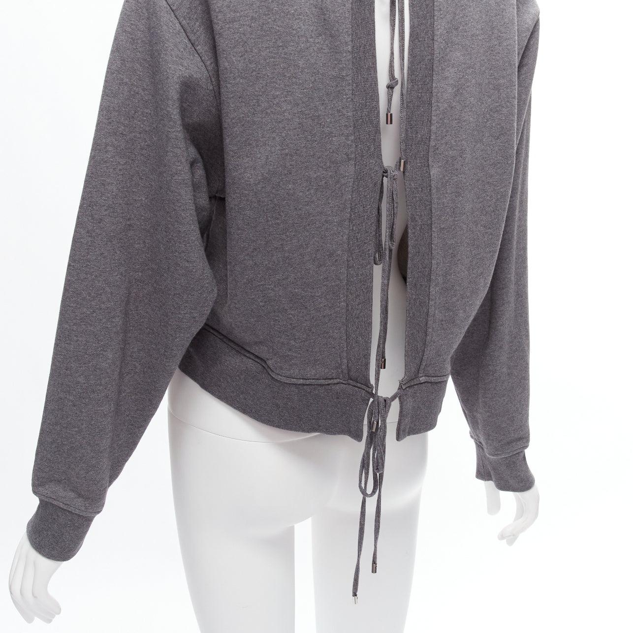 ALEXANDER WANG T grey cotton tie back cut out crew neck sweater S For Sale 2