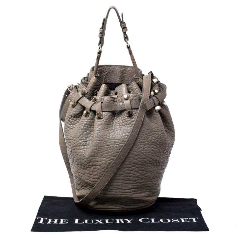 Alexander Wang Taupe Textured Leather Diego Bucket Bag 5