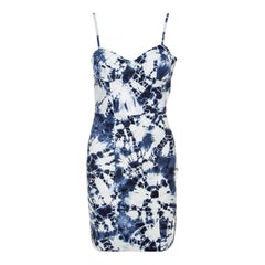 Alexander Wang White and Blue Tie-Dye Leather Sleeveless Bustier Dress XS