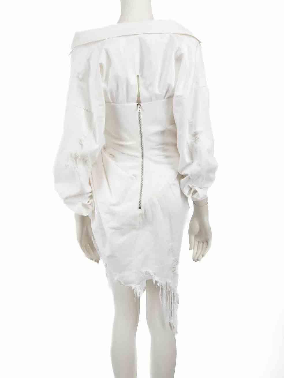 Alexander Wang White Asymmetric Distressed Dress Size S In Excellent Condition For Sale In London, GB