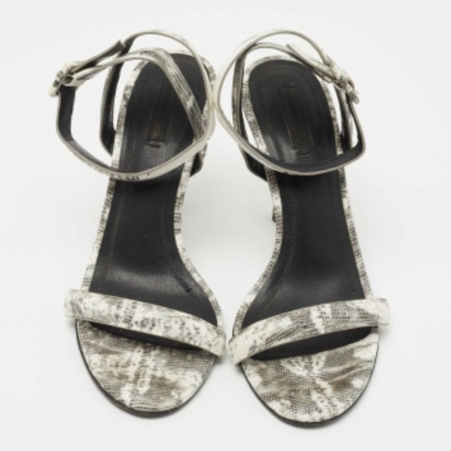 Alexander Wang Weiß/Schwarz Eidechse Geprägte Leder Riemchensandalen Größe 40.5 im Zustand „Gut“ im Angebot in Dubai, Al Qouz 2