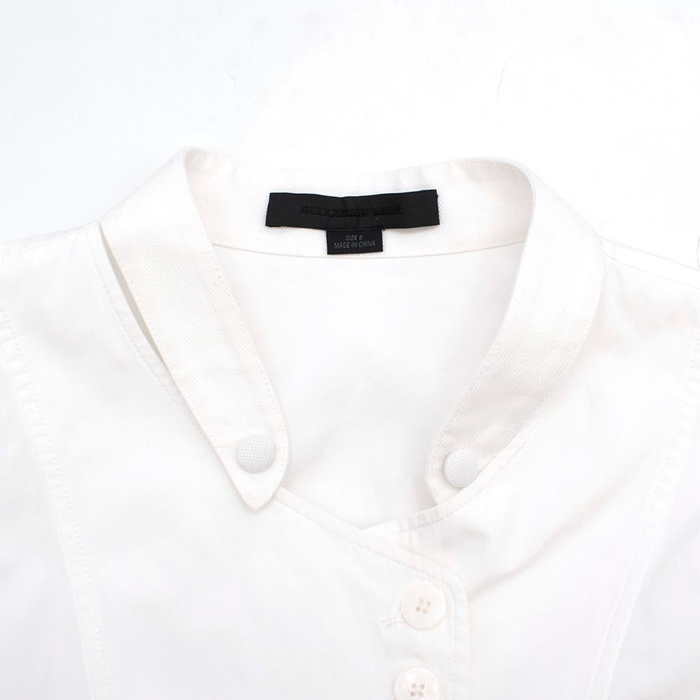 Gray Alexander Wang White Button Down Tunic W/ Mandarin Collar 8 UK