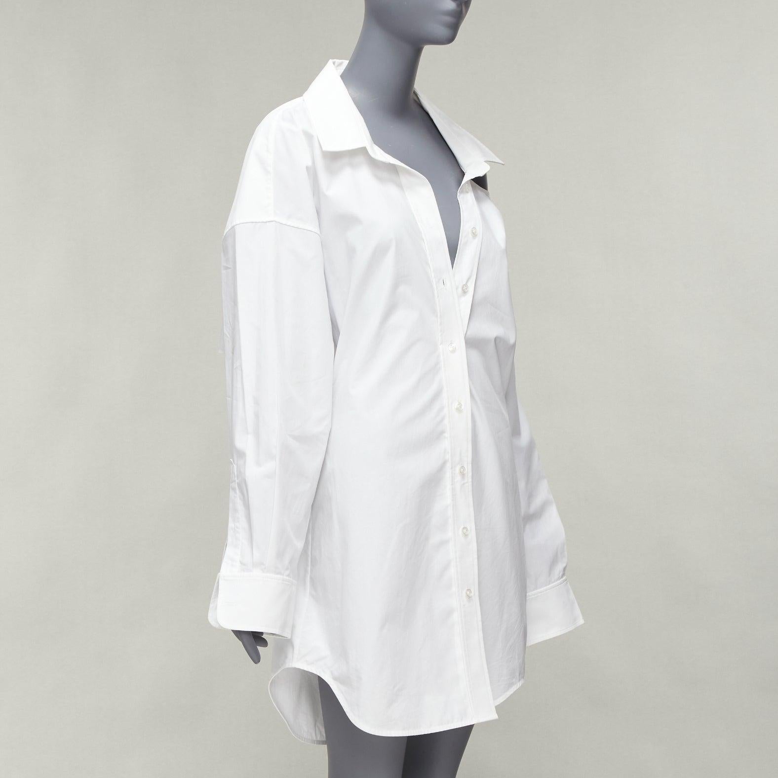 ALEXANDER WANG white cotton cut out shoulder deconstructed shirt dress US8 L In Good Condition For Sale In Hong Kong, NT