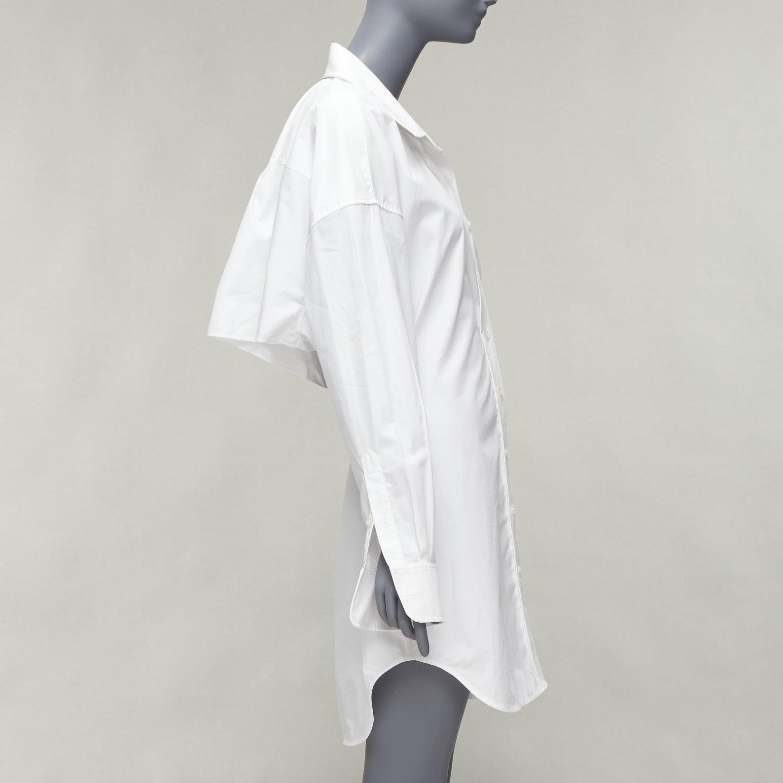 Women's ALEXANDER WANG white cotton cut out shoulder deconstructed shirt dress US8 L For Sale
