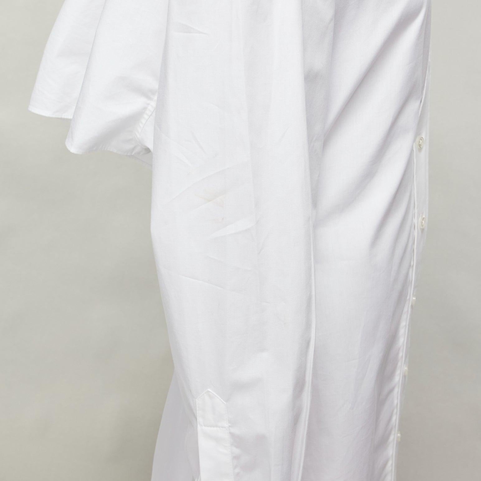 ALEXANDER WANG white cotton cut out shoulder deconstructed shirt dress US8 L For Sale 4