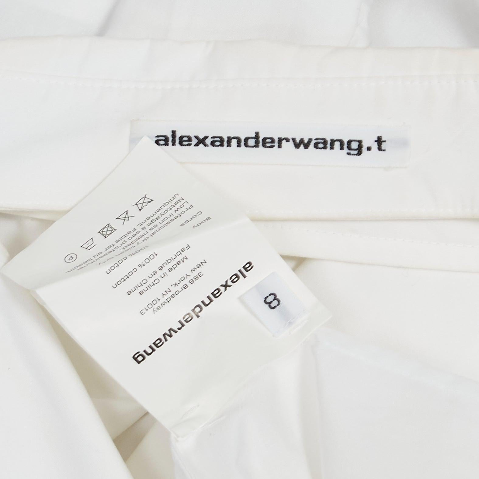 ALEXANDER WANG white cotton cut out shoulder deconstructed shirt dress US8 L For Sale 5