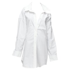ALEXANDER WANG Vestido camisero deconstruido con hombros descubiertos de algodón blanco US8 L