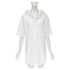 ALEXANDER WANG white cotton silver neck chain swing collar shirt dress S